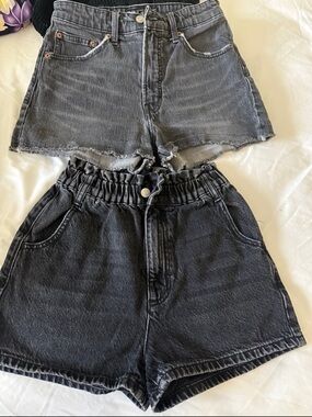 Lucky Brand Black Denim Shorts Duo – Paperbag and Raw-Hem Cutoff